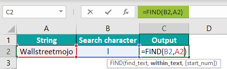 FIND function in Excel Basic Example.3