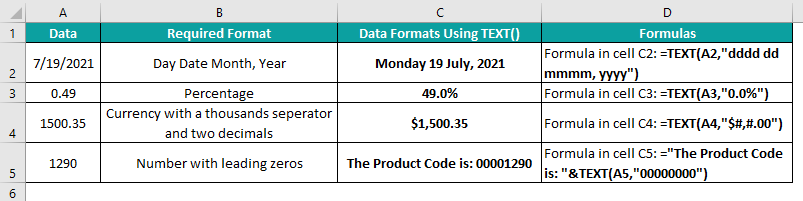 Text Function in Excel Intro Example