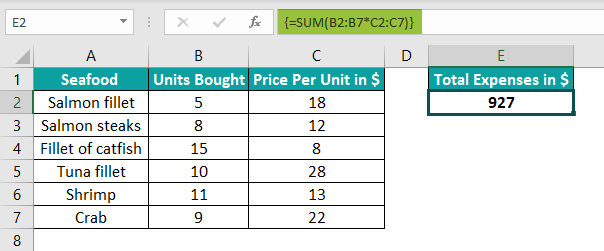 Array Formulas in Excel Example 4