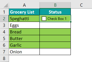 Checklist in Excel Basic Example.2
