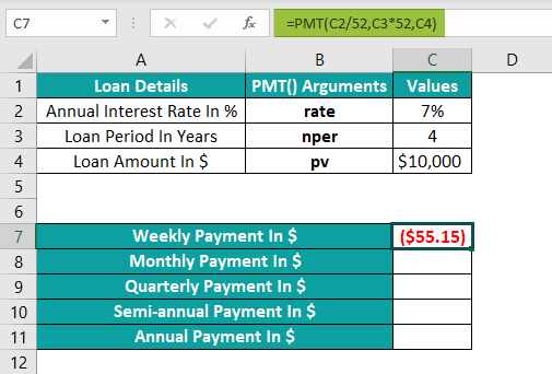 PMT Function In Excel Example 2.2