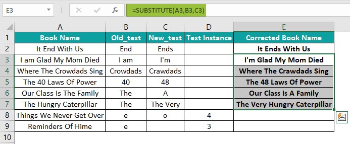 Substitute-Function-basic example-step 2