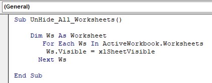 Example 3 - Unhide code