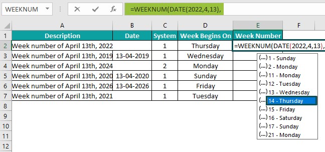 Weeknum Basic Example -Step 2