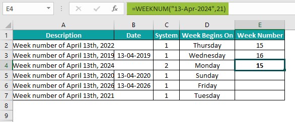 Weeknum Basic Example -Step 4