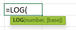 LOG Excel Function - Formula Syntax