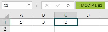 Excel Mod Function Example - Output