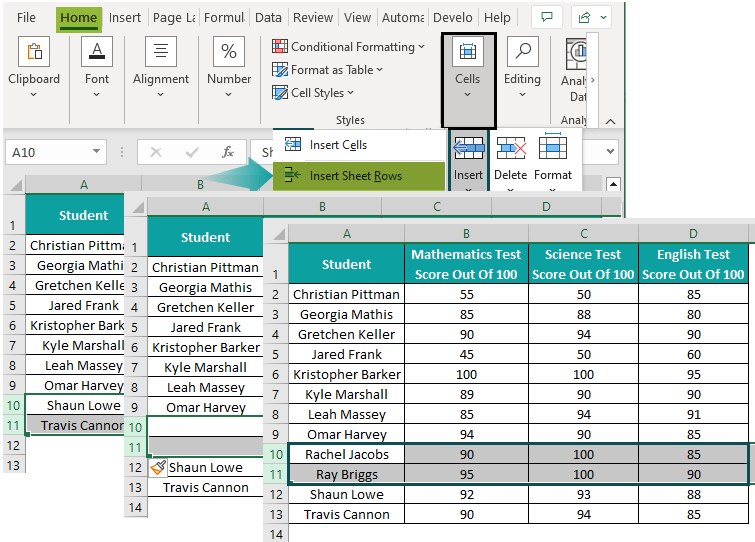 Add Rows in Excel Intro Example - Output