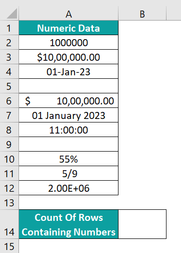 Count Rows in Excel - Example 3