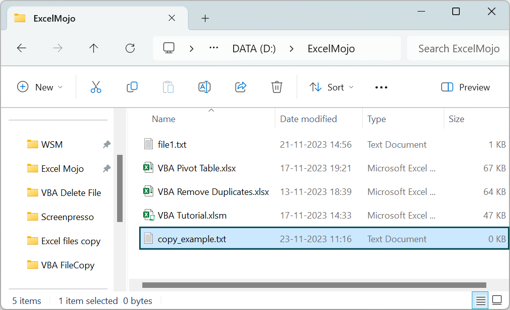 How to use Excel VBA FileCopy Function - Basic Example - Step 7