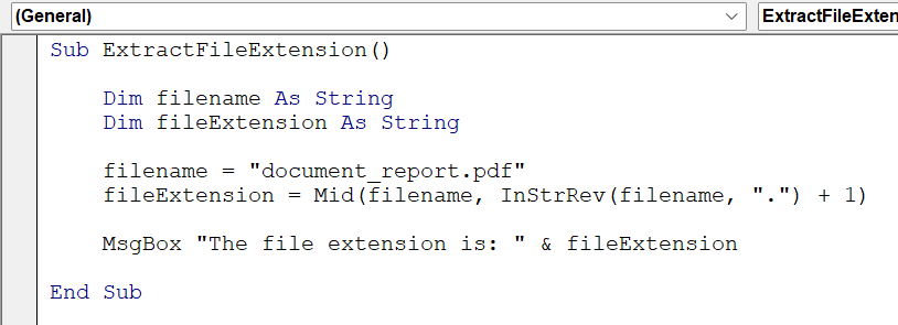 VBA InStrRev - Definition Example - 1