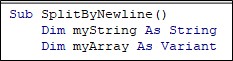 VBA Split String into Array Example 2