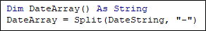 VBA Split String into Array Example 3-2