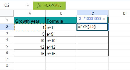 Exponential function Example 1 - Step 2