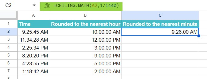 Ceiling Math function in GS Example 3-3