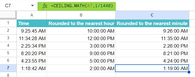 Ceiling Math function in GS Example 3-4