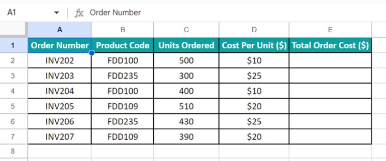 Array Formula In Google Sheets - Example 1