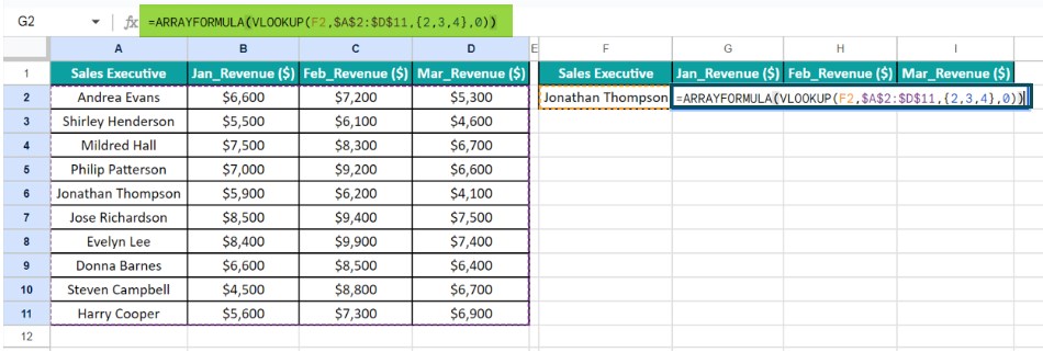 Array Formula In Google Sheets - Example 3 - Step 2 - close bracket