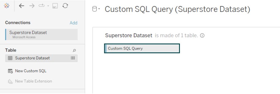 Custom SQL in Tableau - Modify - Step 2 - SQL Query