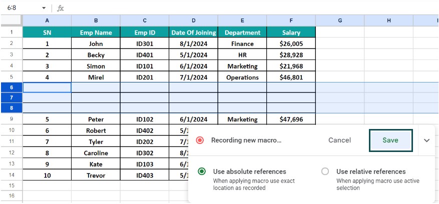 Insert Rows In Google Sheets - Example 4 - Step 4