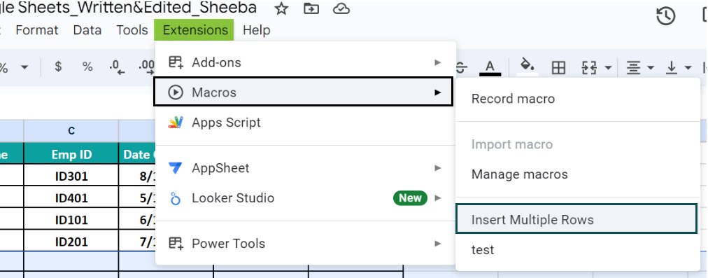 Insert Rows In Google Sheets - Example 4 - Step 6