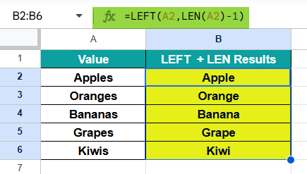 LEFT Function In GS Example 2-2