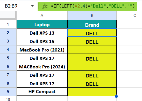 LEFT Function In GS Example 4-2