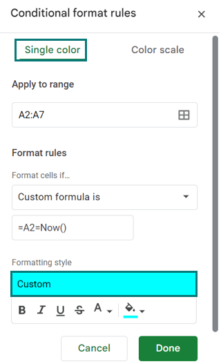 NOW Function In GS Example 4-2