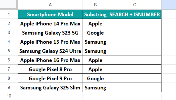 SEARCH Function Example 3