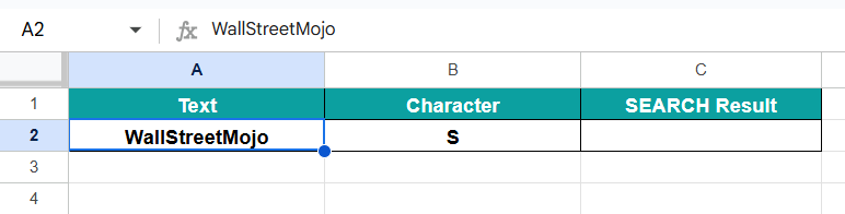 Syntax of Search Function Google Sheets